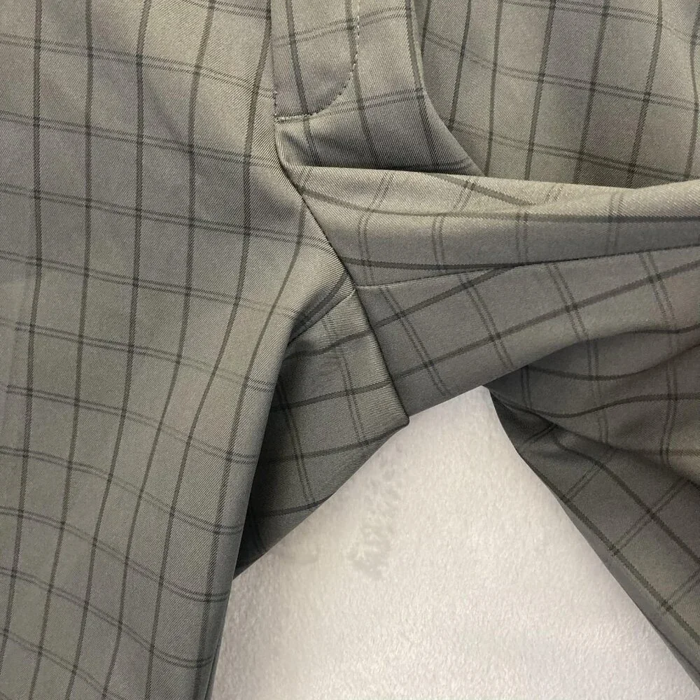 Haggar Cool 18 Pro Shorts Mens‎ 32 Gray Plaid Performance Golf Business Casual